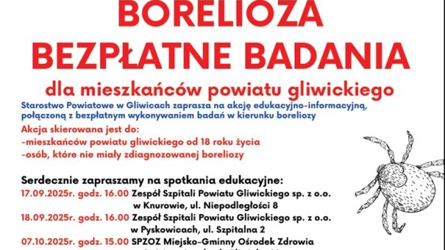 Uwaga pyskowiczanie! Powiat gliwicki zaprasza na bezpłatne badania w kierunku boreliozy