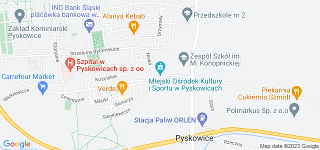 Mapa dojazdu MOKiS - Miejski Ośrodek Kultury i Sportu Pyskowice