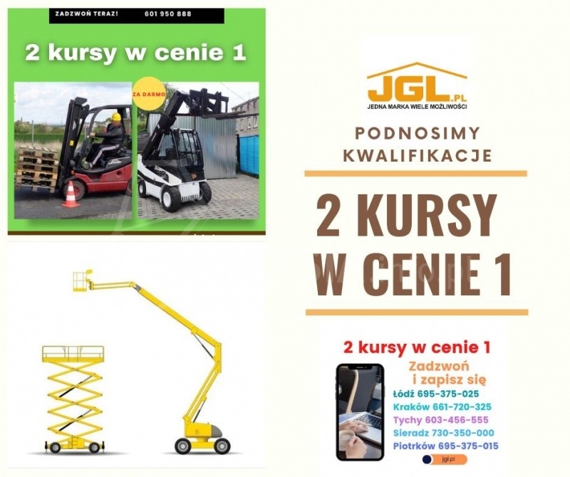Kurs na wózki widłowe, podesty ruchome, UDT.
