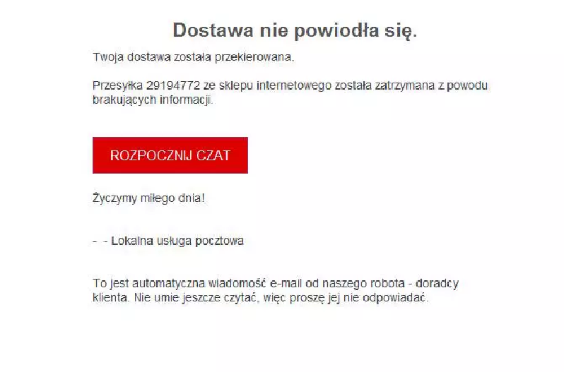 Policja ostrzega: Uwaga na wiadomości "dostawa nie powiodła się"!